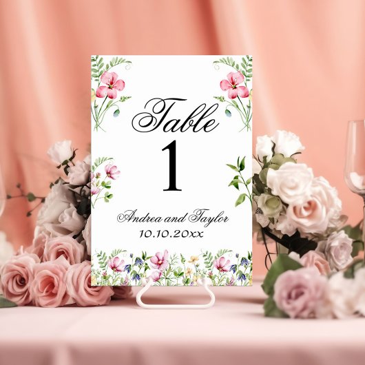 Numéro De Table Numéro de la table des Mariages Fleurs sauvages d'