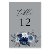 Numéro De Table Numéro de la table florale bleu et marine - gris (Dos)