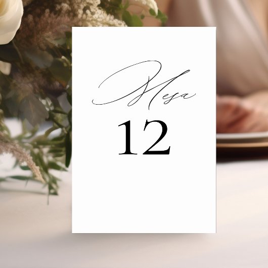 Numéro De Table Numero de Mesa Boda Elegante Caligrafía