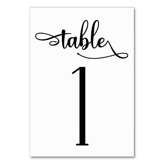 Numéro De Table Numéro de tableau calligraphie noire 3.5x5 | Table (Par défaut)