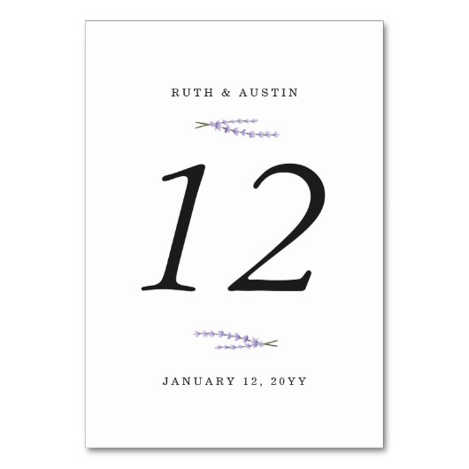 Numéro De Table Numéro de tableau Champs de la lavande (Par défaut)