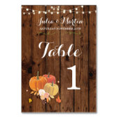Numéro De Table Numéro de tableau Citrouille Mariage Rustic Wood C (Dos)