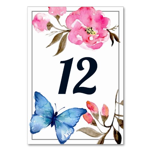 Numéro De Table Numéro de tableau - Design floral papillon 2 (Dos)