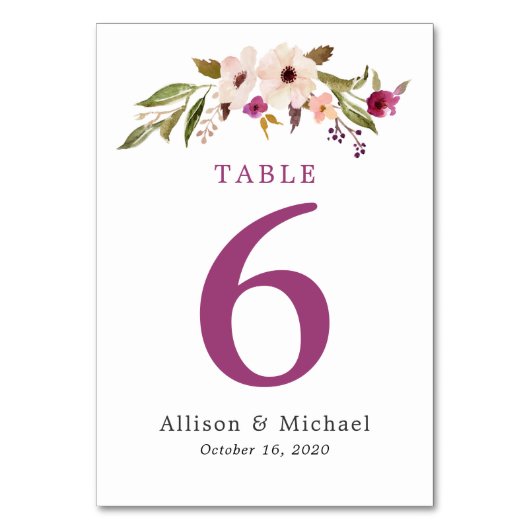 Numéro De Table Numéro de tableau du Mariage Chic Boho Plum (Dos)