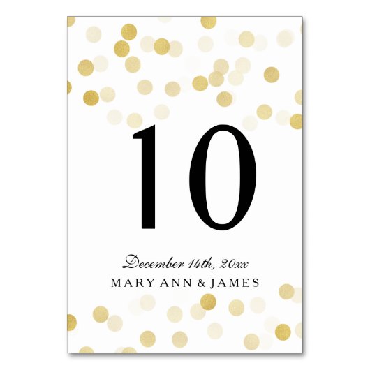 Numéro De Table Numéro de tableau Faux Gold Foil Parties scintilla (Dos)