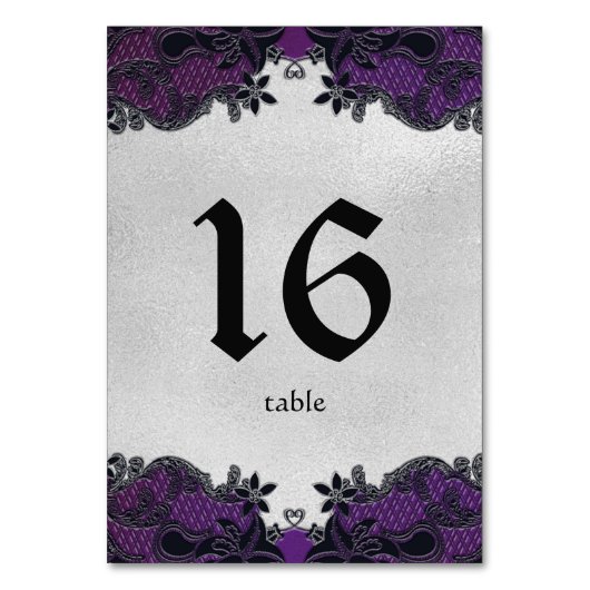 Numéro De Table Numéro de tableau Floral noir et pourpre (Par défaut)