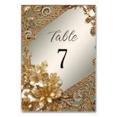Numéro De Table Numéro de tableau Floral Ornate Or moderne (Dos)