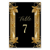 Numéro De Table Numéro de tableau Floral Orné Noir Or (Dos)