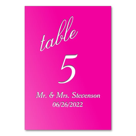 Numéro De Table Numéro de tableau Fuchsia (Par défaut)