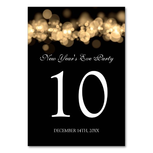 Numéro De Table Numéro de tableau Jour de la Soirée Gold Bokeh Lig (Par défaut)