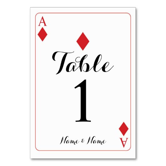 Numéro De Table Numéro de tableau Mariage Ace of Diamonds Playing  (Dos)
