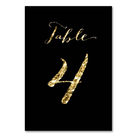 Numéro De Table Numéro de tableau mariage Black Gold Foil No 4 (Dos)