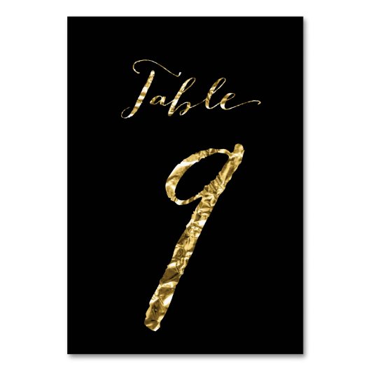 Numéro De Table Numéro de tableau mariage Black Gold Foil No 9 (Par défaut)