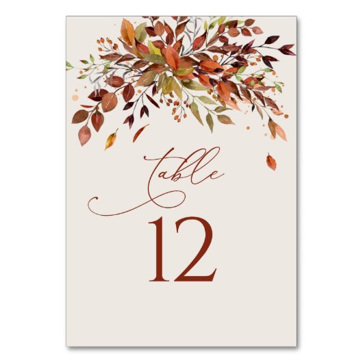 Numéro De Table Numéro de tableau Mariage d'aquarelle d'automne (Par défaut)