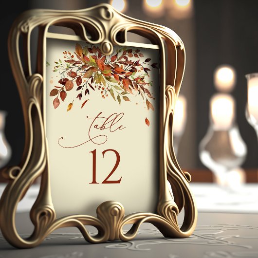Numéro De Table Numéro de tableau Mariage d'aquarelle d'automne