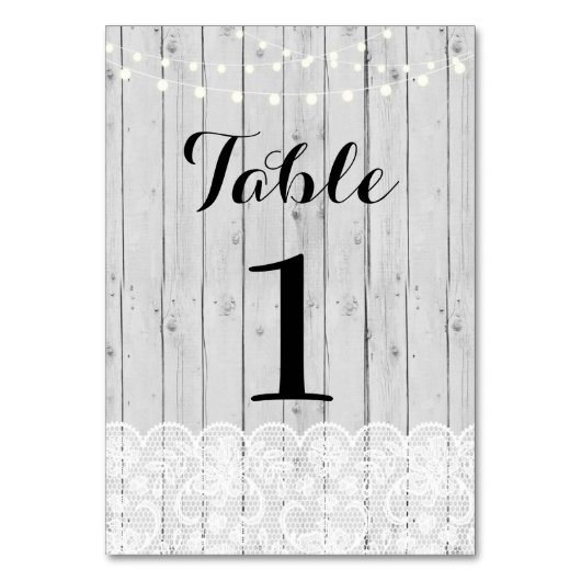 Numéro De Table Numéro de tableau Mariage Gris rustique Lumière en (Par défaut)