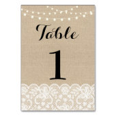 Numéro De Table Numéro de tableau Mariage Rustic Burlap Lights (Dos)