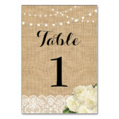 Numéro De Table Numéro de tableau Mariage Rustic Burlap Lights (Dos)