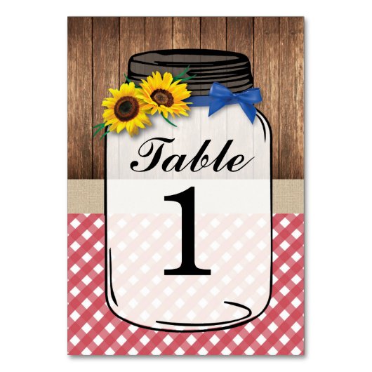 Numéro De Table Numéro de tableau Mariage Tournesol Jar Bois Rouge (Dos)