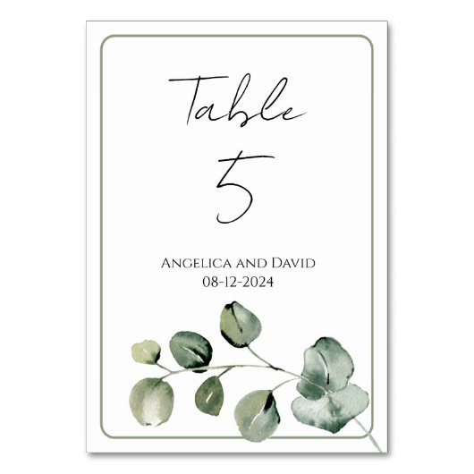 Numéro De Table Numéro de tableau nom date sauge vert eucalyptus C (Par défaut)