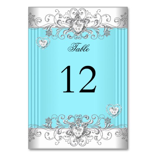 Numéro De Table Numéro de tableau Turquoise Mariage bleu Silver Di (Par défaut)