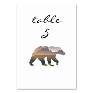 Numéro De Table Numéro du tableau de réception Ours de forêt rusti