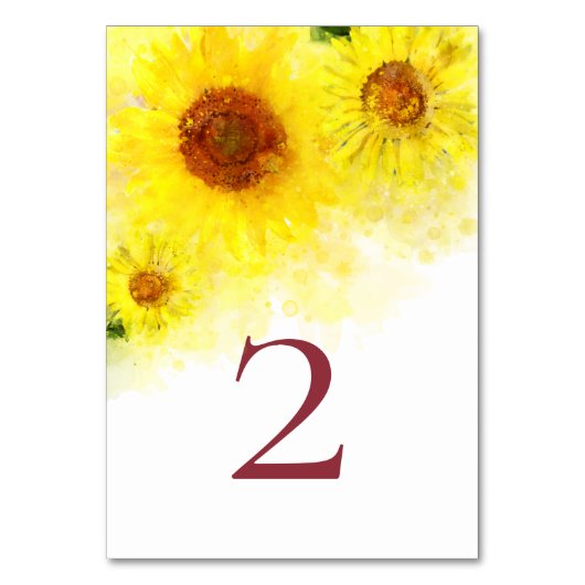 Numéro De Table *~* NUMÉRO DU TABLEAU Mariage de tournesol jaune (Par défaut)
