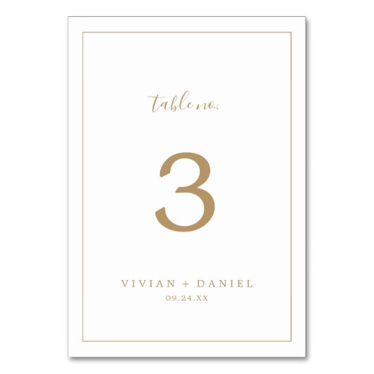 Numéro De Table Numéro minimal de table Gold (Dos)