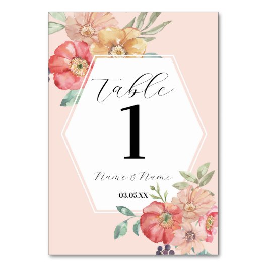 Numéro De Table Numéros de tableau Aquarelle Mariage Florales d'ét (Par défaut)