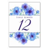 Numéro De Table Numéros de tableau d'aquarelle d'anémone bleu (Dos)