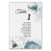 Numéro De Table Numéros de tableau d'aquarelle turquoise avec invi (Dos)