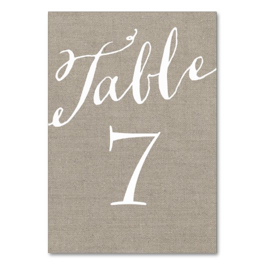 Numéro De Table Numéros de tableau de calligraphie chic de Burlap (Dos)