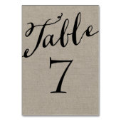 Numéro De Table Numéros de tableau de calligraphie chic de Burlap (Dos)
