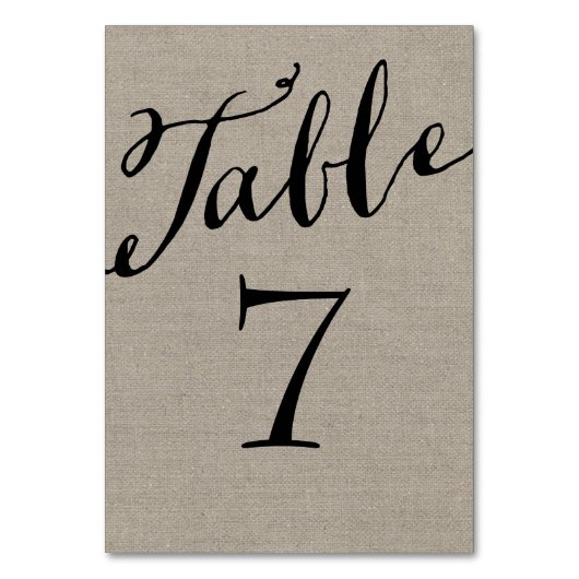 Numéro De Table Numéros de tableau de calligraphie chic de Burlap (Par défaut)