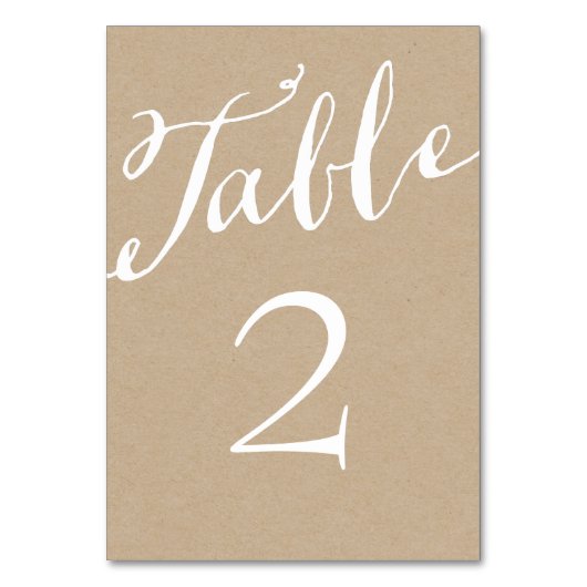 Numéro De Table Numéros de tableau de calligraphie rustique chic (Dos)