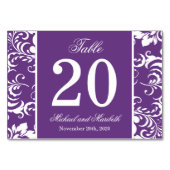 Numéro De Table Numéros de tableau des côtés Damas (violet/blanc) (Dos)