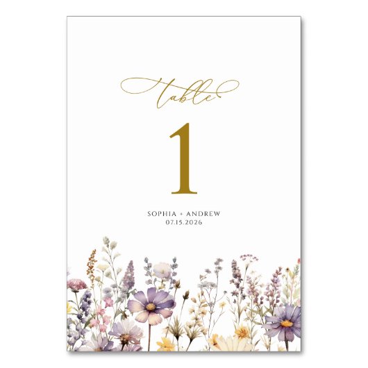 Numéro De Table Numéros de tableau des Mariages Fleur sauvage viol (Dos)