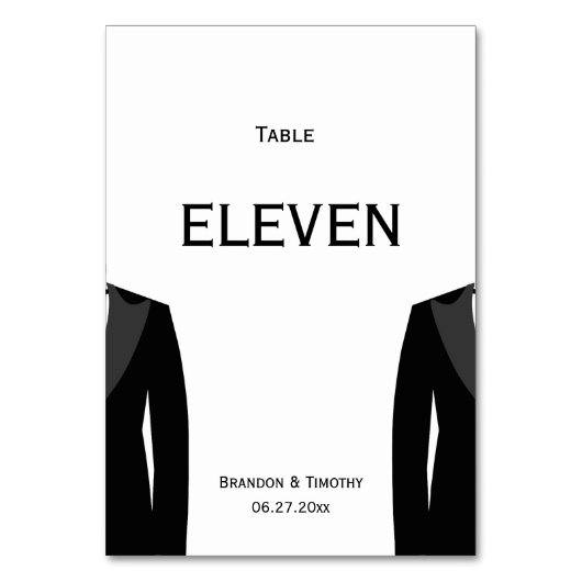 Numéro De Table Numéros De Tableau Des Mariages Gays Noirs Et Blan (Dos)