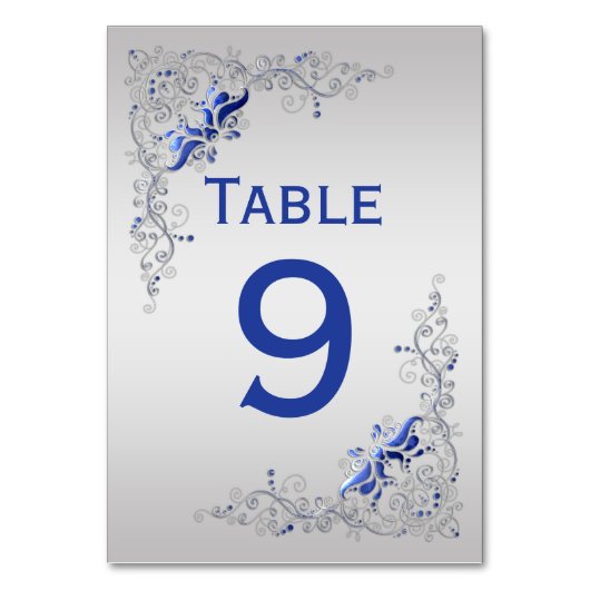 Numéro De Table Numéros de tableau des tourbillons floraux bleu et (Par défaut)