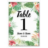 Numéro De Table Numéros de tableau Fleurs d'Aloha Tropical Mariage (Dos)