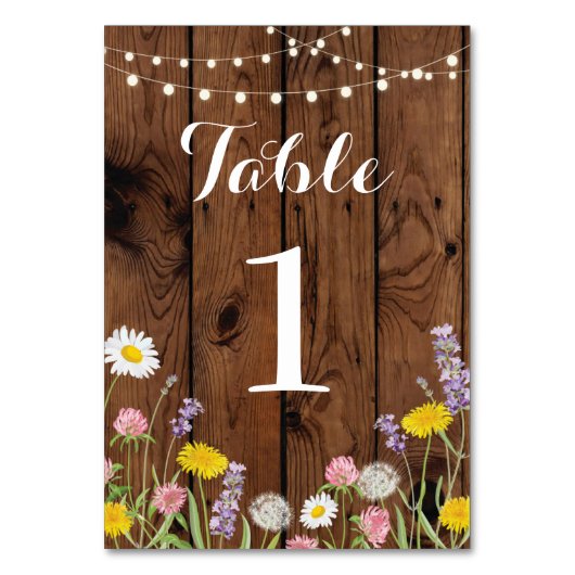 Numéro De Table Numéros de tableau Fleurs sauvages Mariages Bois r (Par défaut)