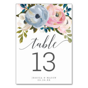 Numéro De Table Numéros de tableau floral poussiéreux double face