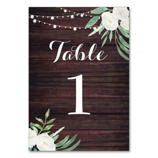 Numéro De Table Numéros de tableau Mariage Bois Rustique Fleurs bl (Dos)