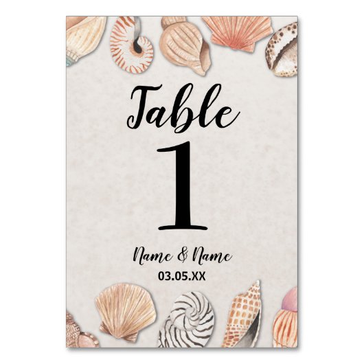 Numéro De Table Numéros de tableau Mariage Coques Ocean Beach Mari (Par défaut)