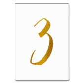 Numéro De Table Numéros de tableau mariage (Faux Gold Foil) 3 (Dos)
