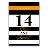 Numéro De Table Numéros de tableau mariage rayé orange noir (Dos)