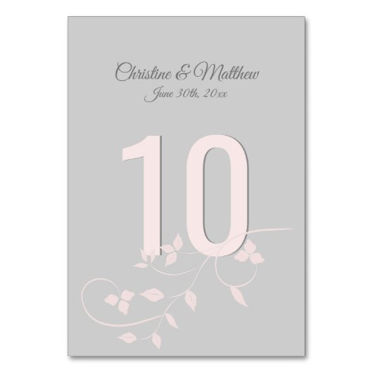 Numéro De Table Numéros de tableau Mariage rose et gris (Dos)