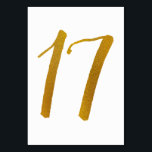 Numéro De Table Numéros de tableau mariage - Script de pinceau Déc<br><div class="desc">Tableau Numéro 17 : Cette carte de numéro de table de script de brosse décontracté est définie dans un faux papier doré. IMPORTANT : L'apparence du papier peint est un effet imprimé. Ce n'est pas un vrai papier d'aluminium. Si vous ne voulez pas cet effet, vous pouvez le supprimer comme...</div>