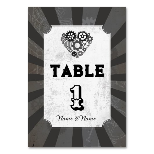Numéro De Table Numéros de tableau Mariage Steampunk Coeurs Mariag (Dos)