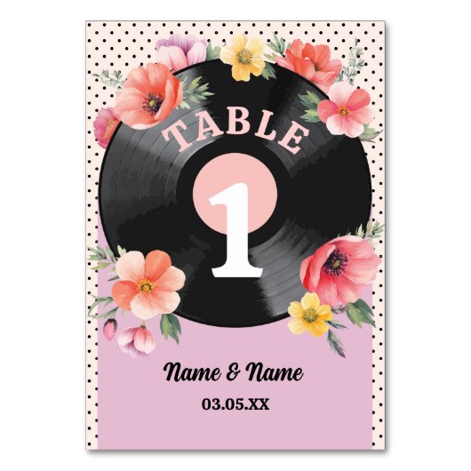 Numéro De Table Numéros de tableau Musique Mariage Floral 1950 (Par défaut)